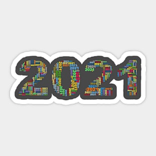 Year 2021 in multiple colours 1 Sticker